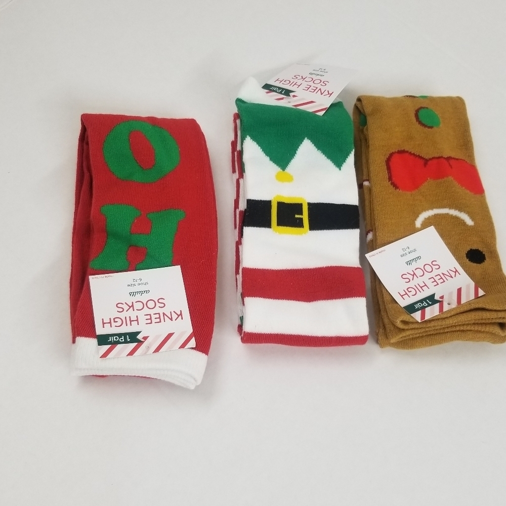 Festive Holiday Knee High Socks Set
